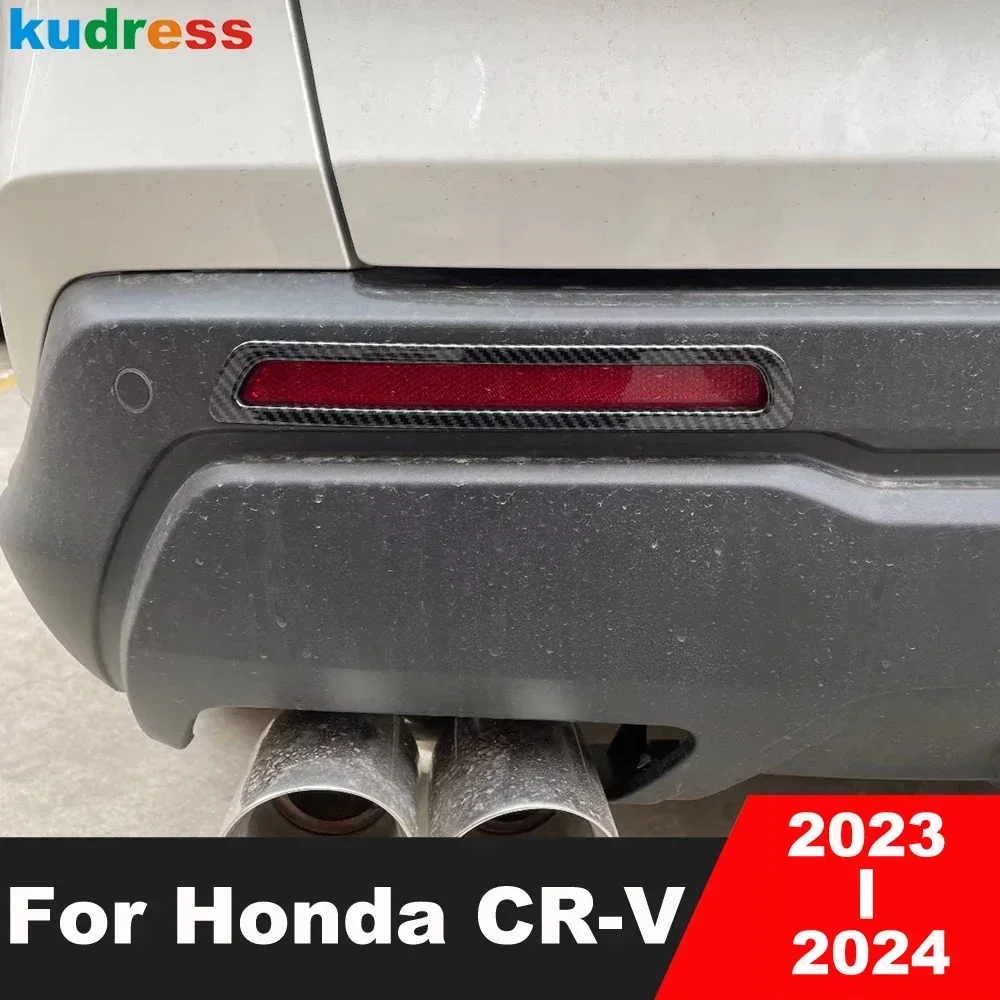 

Для Honda CRV CR-V 2023 2024, задний бампер из углеродного волокна, противотуманная фара, крышка лампы, накладка на заднюю противотуманную фару, накладка на рамку, автомобильные аксессуары