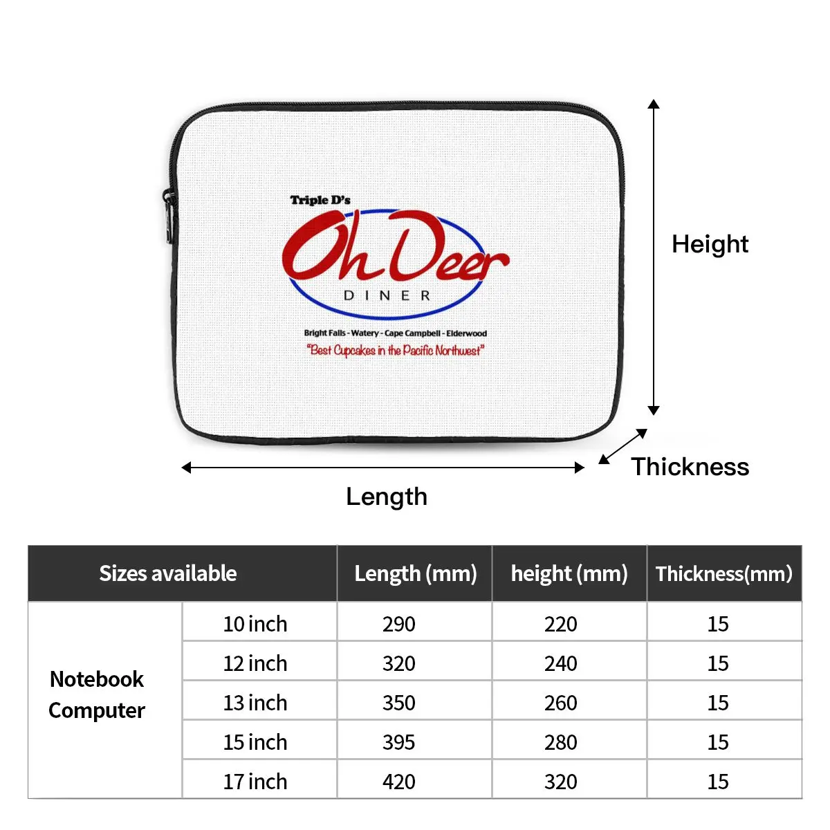 Triple D_s Oh Deer Diner Notebook Laptop Bag Case Pouch Notebook Sleeve Cover Bag Tablet Shockproof Case Bag