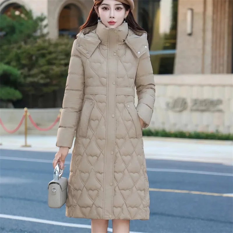 

2025 Autumn Winter Women oversize Loose Coat Zipper Pockets Down Coat Turtleneck Thicken Long Coat Casual Parkas Women