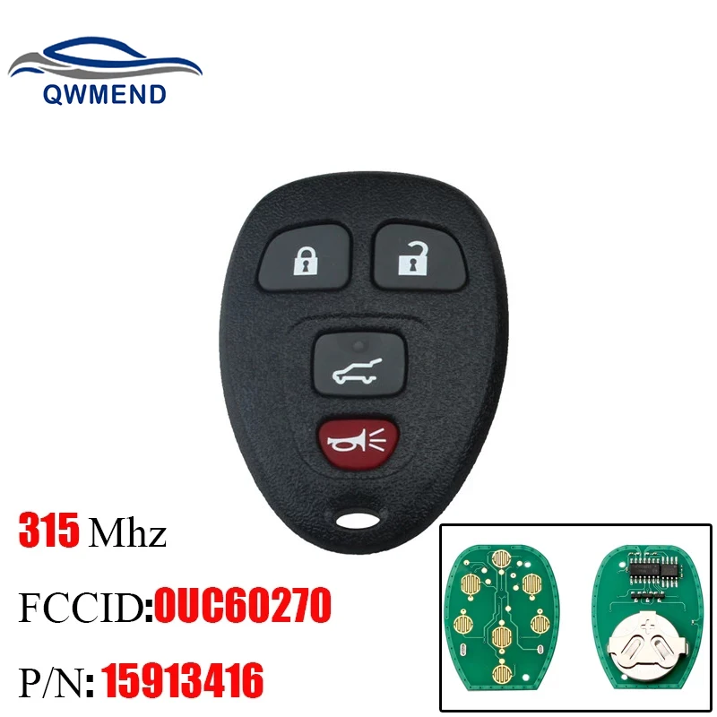 QWMEND 4buttons New Replacement Keyless Entry Remote Key Fob Clicker for OUC60270 15913416 For Chevrolet 2007-2014 Car keys