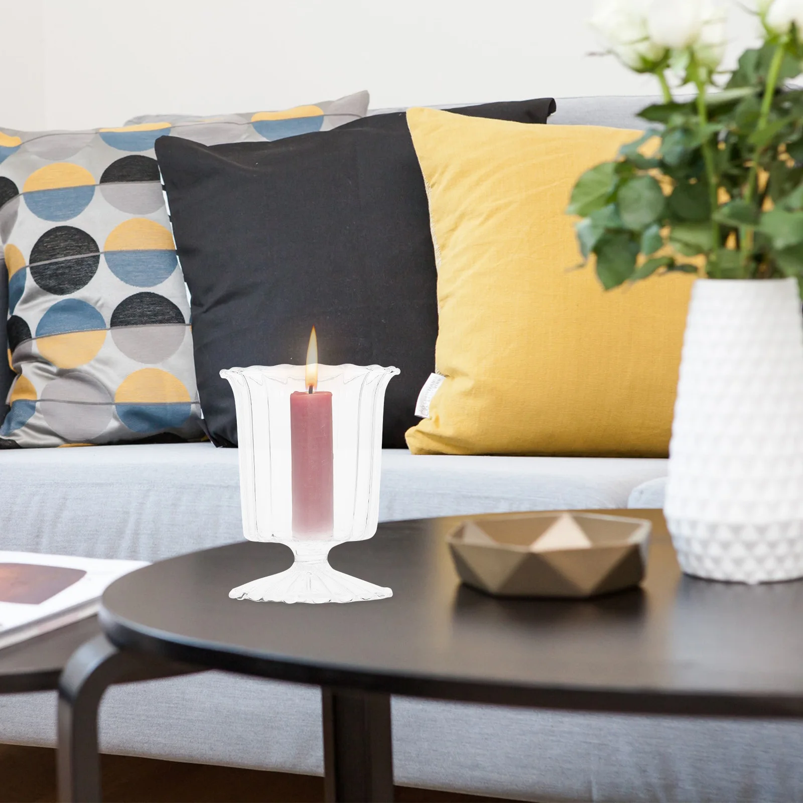 

Holder Tea Light Glass Cup Stylish Small Space Friendly for Room Decor Festive Events Dinner Table Wedding Centerpiece