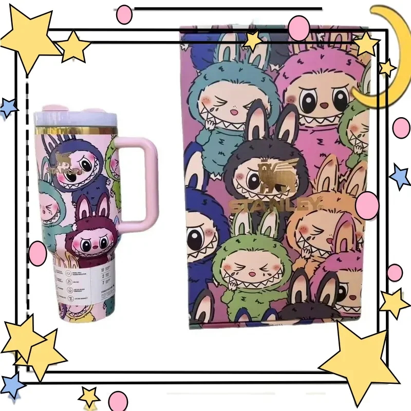 

Labubu Cute 1200ml kawaii Steel Car Cup 304 Portable Ice King Beverage Holder Vehicle Use Kawaii Toy Hobby Accessories labubu