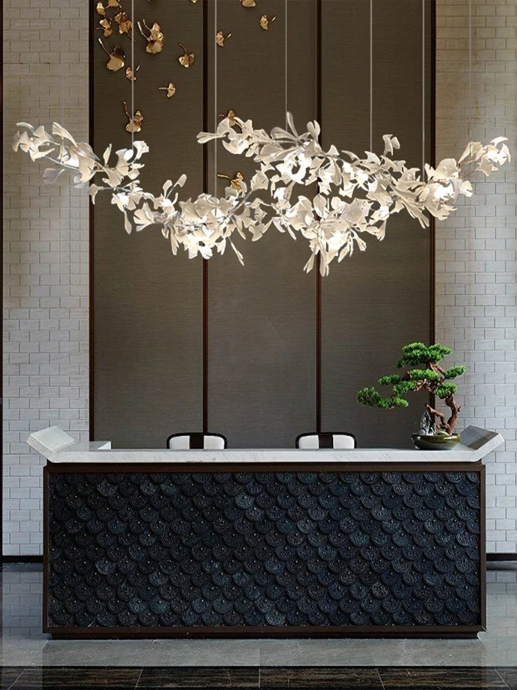 Nordic creative LED chandelier white maple leaf chandelier hotel living room bedroom art lobby decorative lighting G9 110-240V