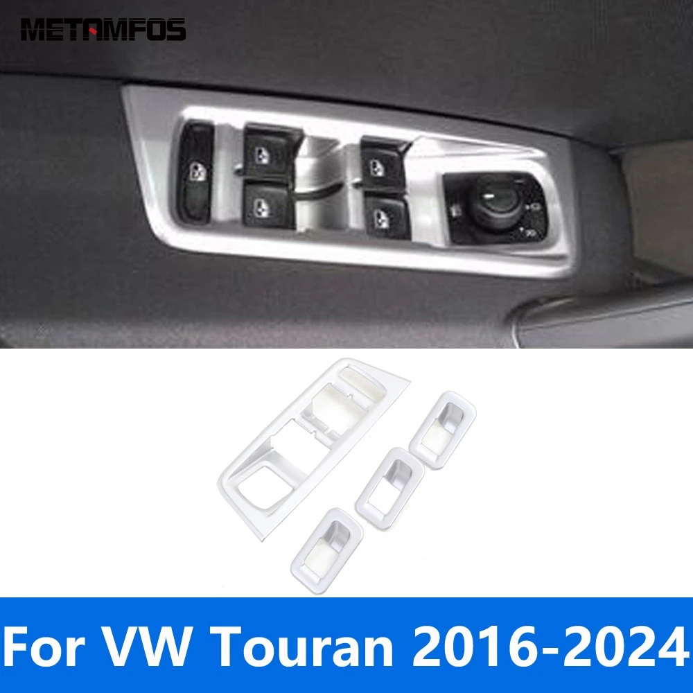 

Накладка переключателя подъема окна для Volkswagen VW Touran 2016-2023 2024, матовая внутренняя панель подлокотника двери, рамка, аксессуары для интерьера