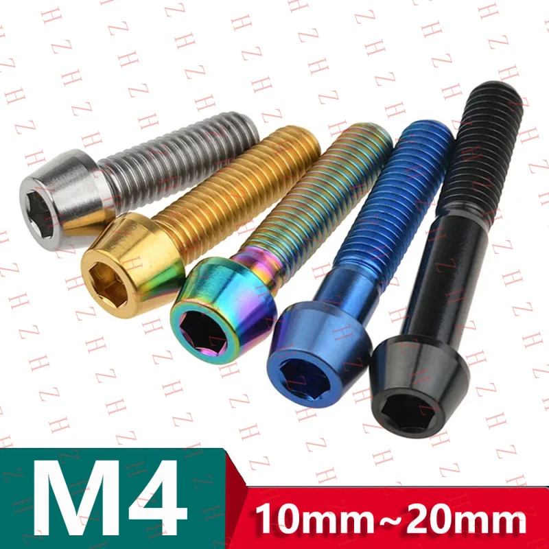 

U+ Titanium Bolts Ti Cone Taper Allen Socket Cap Screw M4 x 10/12/15/20mm for Bike【Wholesale private message sellers】