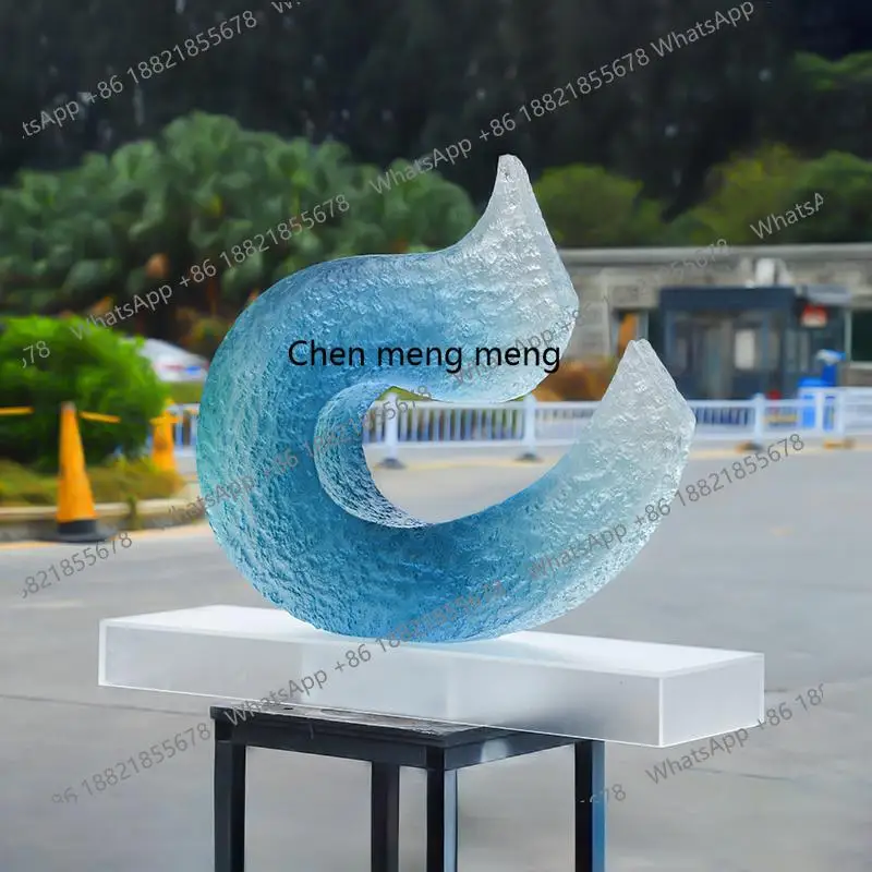 

Floor-to-ceiling abstract U-shaped art large ornament transparent resin imitation jade matte texture sculpture