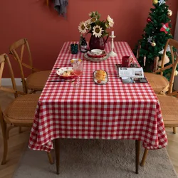 Rectangle Cotton Table Cloth Red and White Table Overlays Nordic Christmas Decoration Tablecloth Home Dining Coffee Table Cover