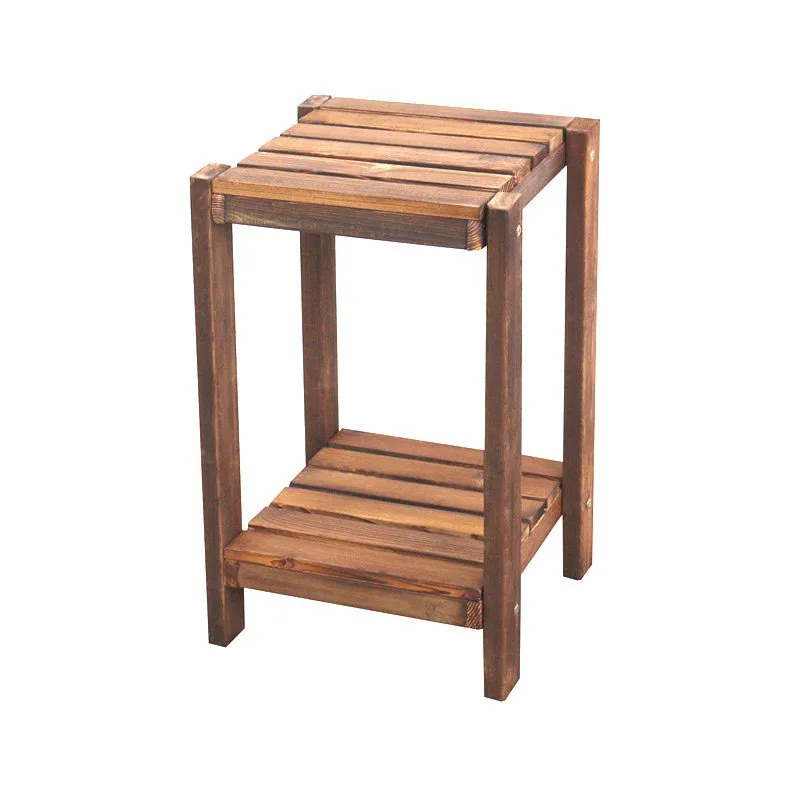 グリーンディルフラワースタンド-バルコニー無垢材棚-屋外用高二層大型植木鉢-リビングルーム吊り下げ蘭鉢-中国風