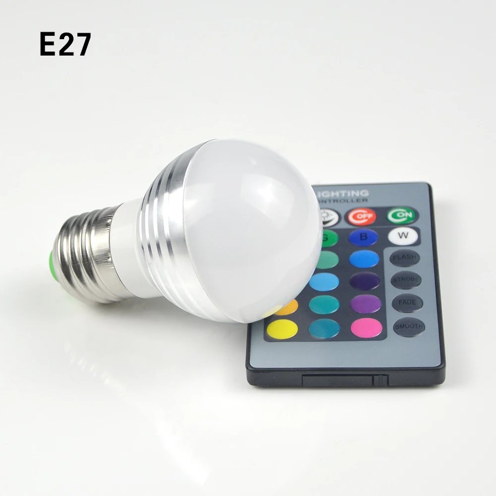 3W LED 16 Color Bulb E27 E14 Smart RGB Magic Night Light Infrared Remote Control Dimmable Spotlight Bedroom Lighting Fixtures