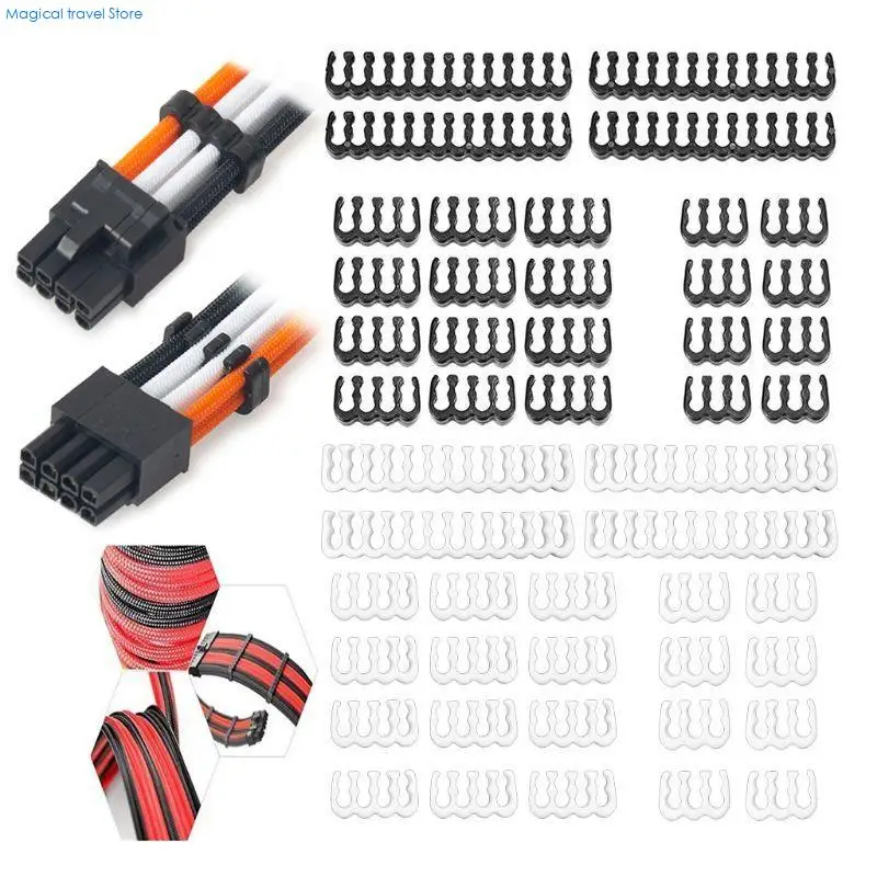 N2UB 24 Pieces Set 24-pin x 4, 8-pin x 12, 6-pin x 8 for 3 mm up to 3.4 mm/0.13inch- White, Black