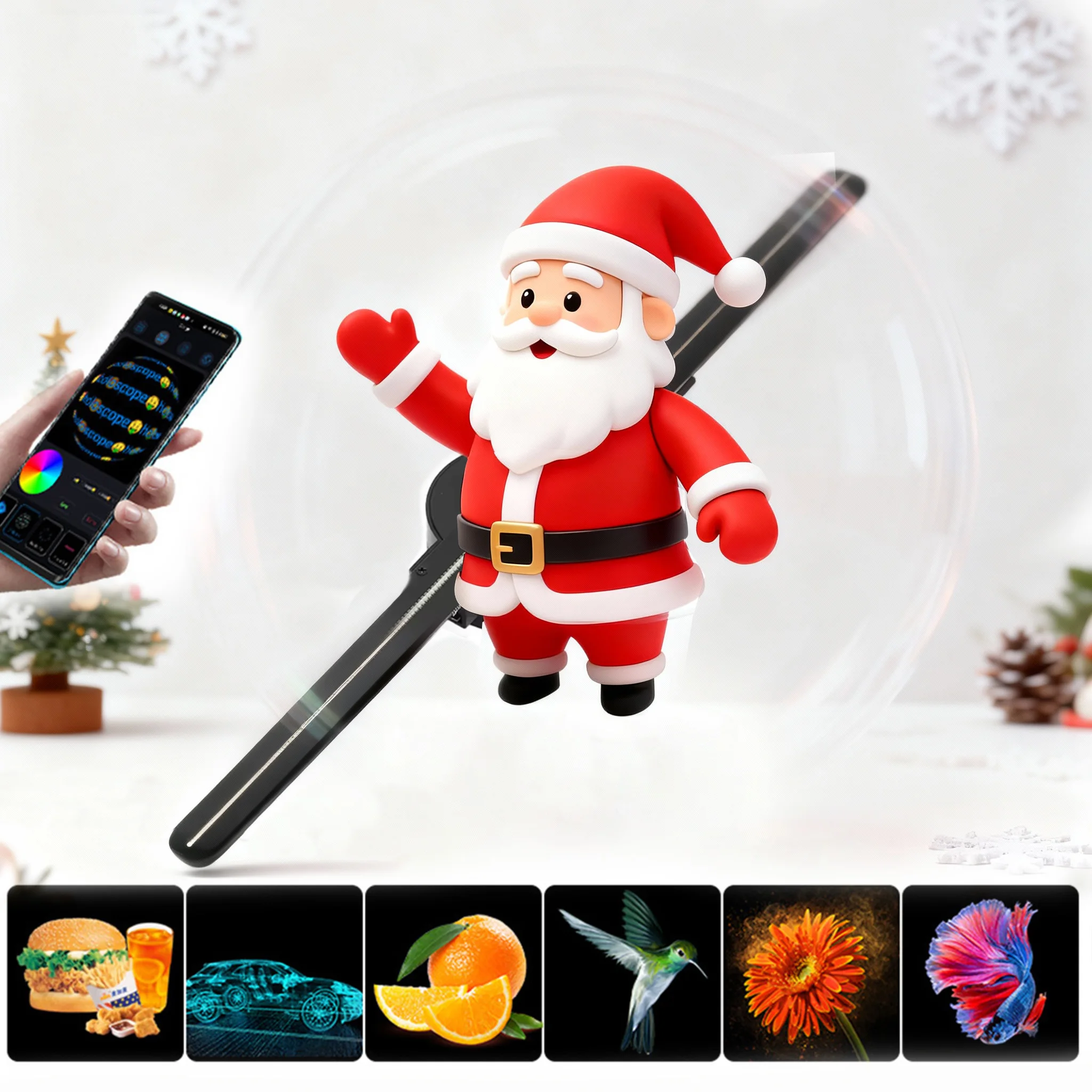 

Naked Eye 3D Holographic Fan Screen Stereoscopic Display Suspended Projection Lamp 42cm Suspended Imaging Advertising Machine