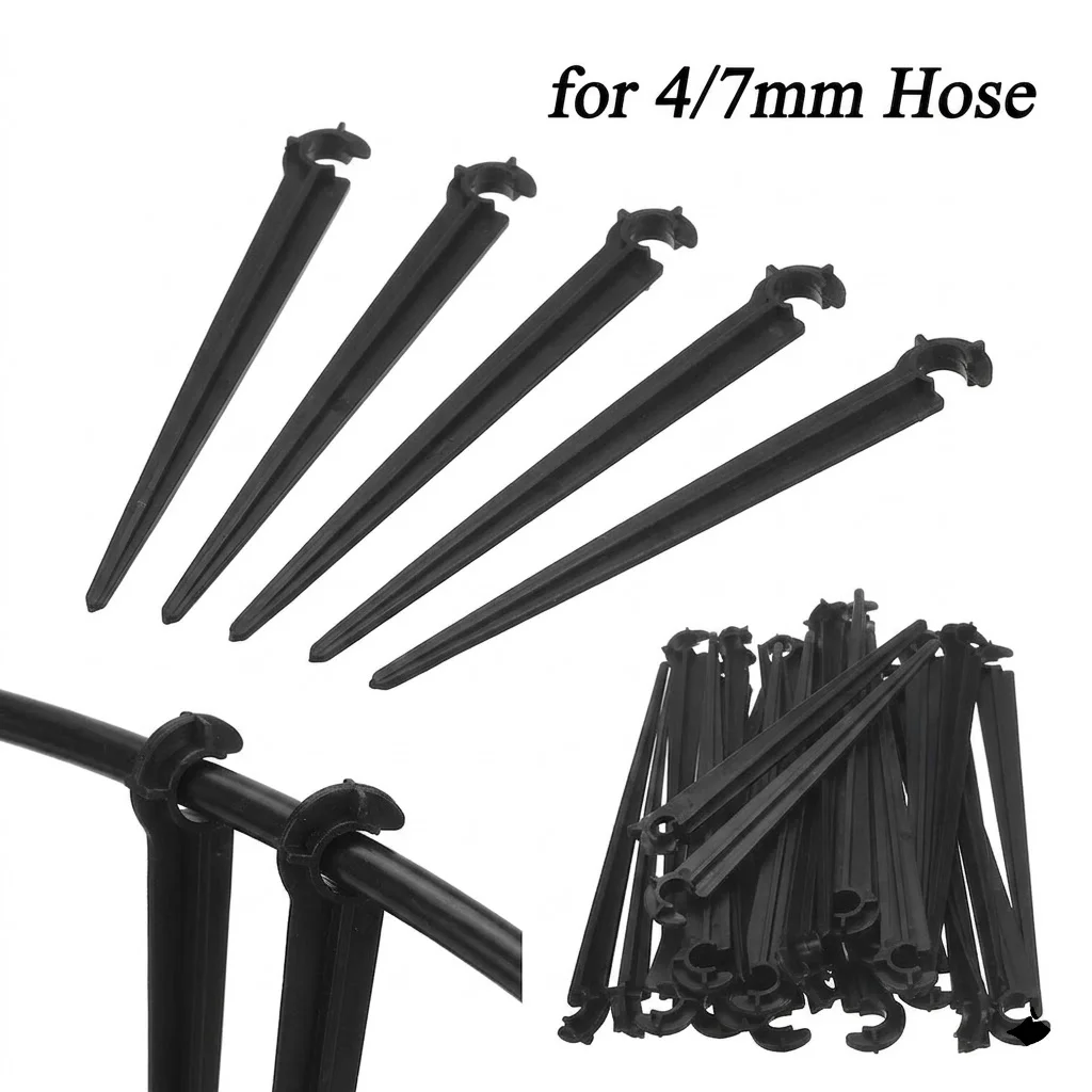 1/4 Inch Hose Holder Stakes Garden 11cm 20cm Watering Fixed Stem Bracket For 4 7mm Drip Irrigation Pipe Inserting Ground Support