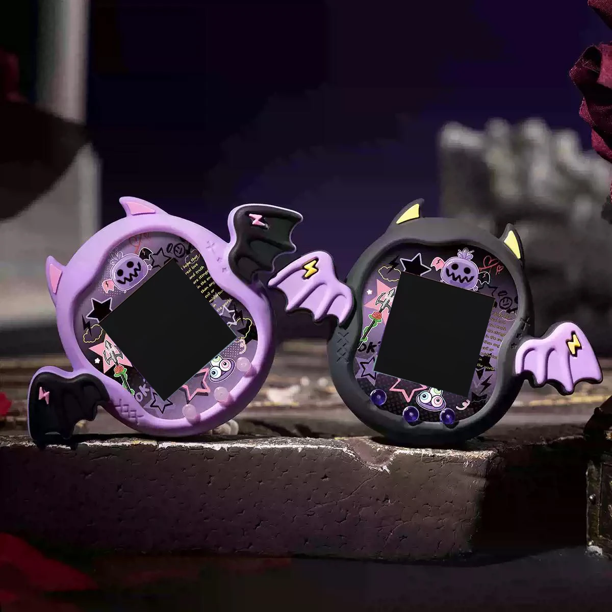 Cute Devil Wings Silicone Soft Protector Shell Panel Sticker Skin Chain For Tamagotchi Uni Protective Case Cover Accessories