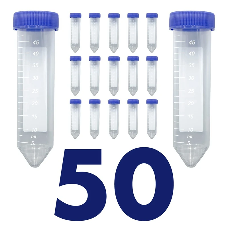 

Promotion! Centrifuge Tubes, [50 Pack] Plastic Test Tube With Screw Caps, 15ML Sterile Test Tubes With Lids