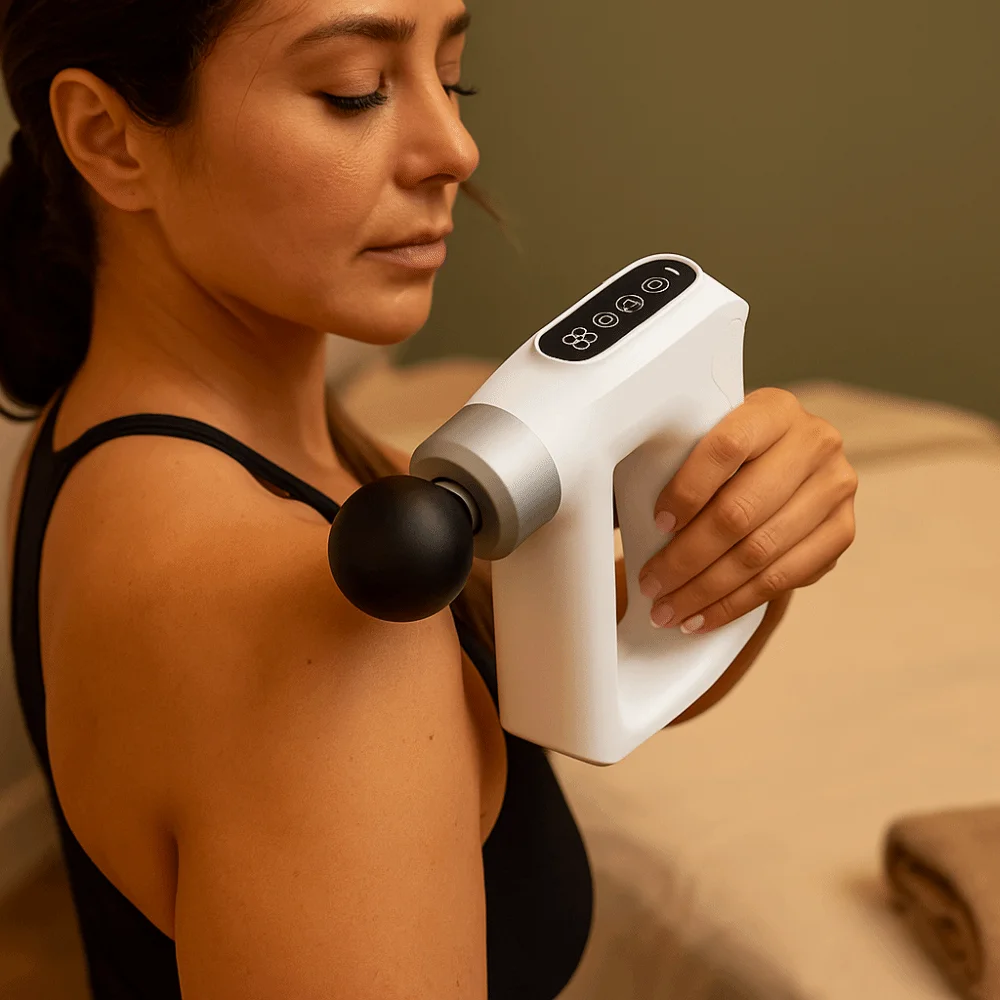 

High Frequency Electric Muscle Massager Handheld Adjustable Gears Fascia Massager Low Noise LCD Screen