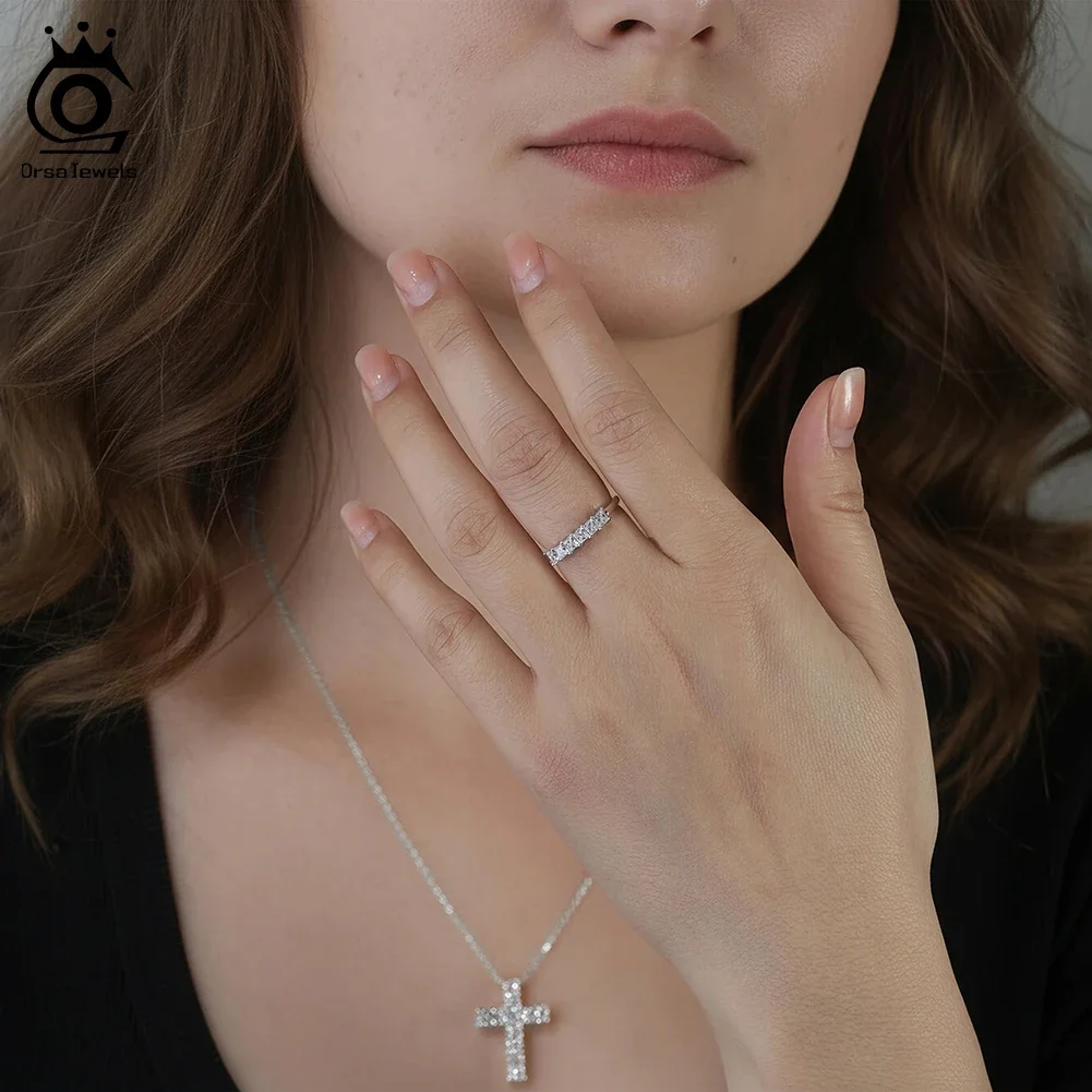 

Кольцо ORSA JEWELS из серебра S925 с муассанитом квадратной огранки, обручальное кольцо-браслет, полностью лабораторное кольцо, ювелирное украшение на годовщину, подарок MOR13