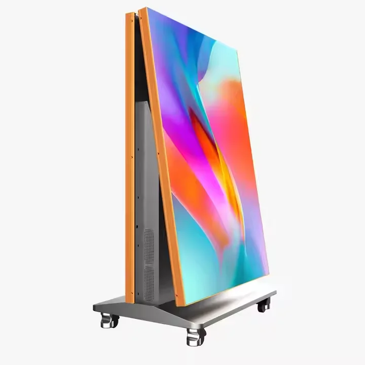 Folding Led Digital Poster P2.5 Advertising Screen Ultra Clear Movable Led Wall Panel Screen 4G Wifi Mobile Led Display Screen
