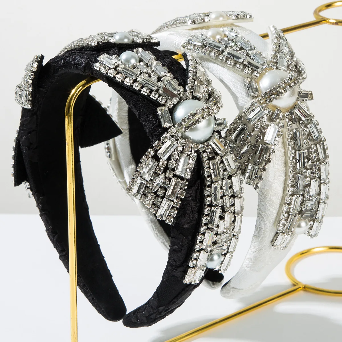 Baroque Rhinestone Bow Hairband Headband Adult Hair AcceHairband Headband Adult Hair Accessories Hair Jewley