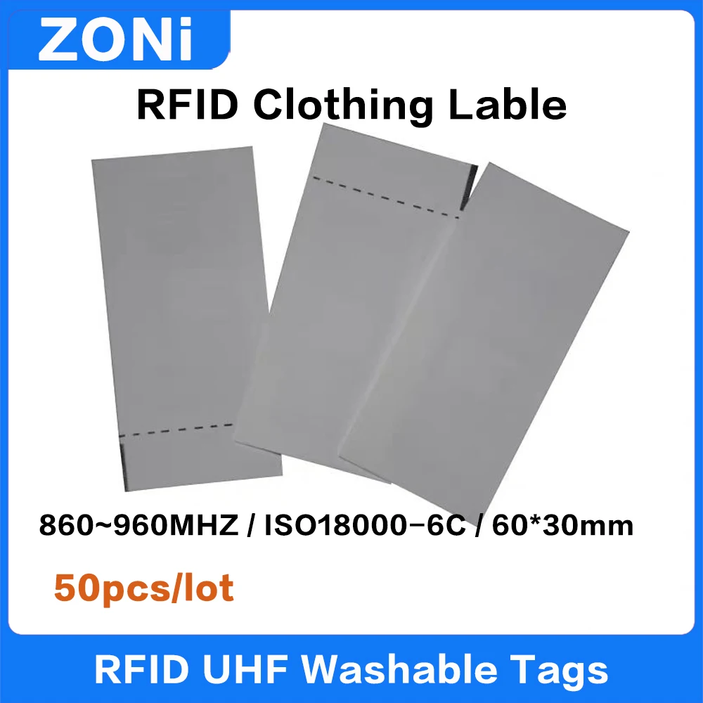 50PCS RFID UHF Washable Tag High Temperature Electronic Label ISO18000-6C 860-960MHz Cloth Sticker Label U8 Chip High Quality