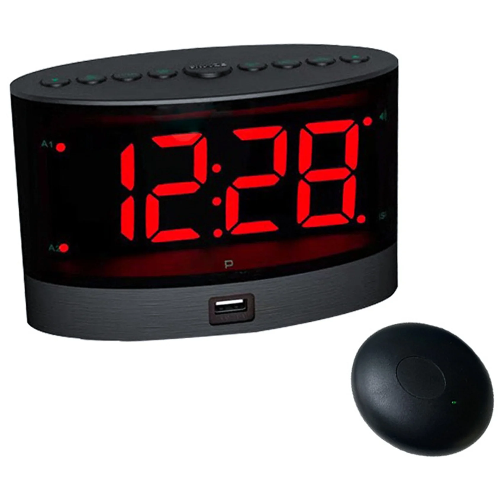 Extra Loud Alarm Clock with Wireless Bed Shaker Vibrating Dual Alarm Clock for Heavy Sleepers Deaf and Hearing-Impaired