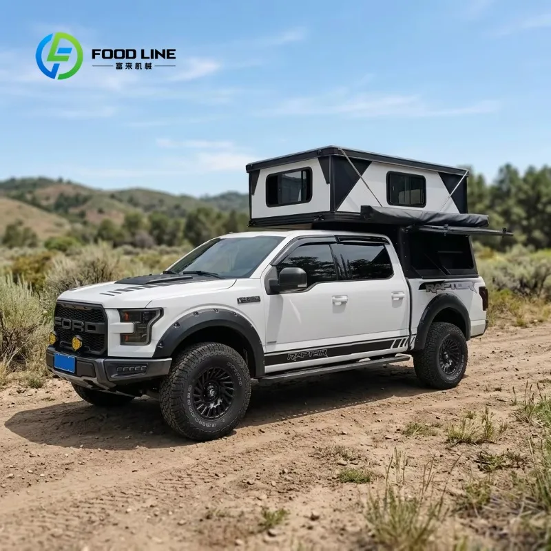 Customized Aluminum Hard Shell Roof Tent, Foldable High Hard Wall Pickup Camper Top for 4x4 Pickup Truck Self-Driving Camping