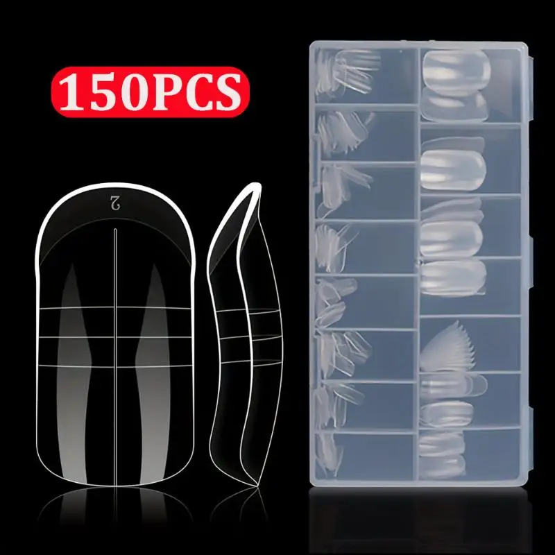 أشكال أظافر مزدوجة لأصابع القدم لتقوم بها بنفسك تمديد جل أظافر أشكال مزدوجة قابلة لإعادة الاستخدام غطاء كامل قوالب أكريليك أشكال علوية 15 مقاسًا #1