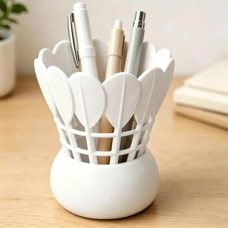 3D Printed Badminton Shuttlecock Pen Holder Creative Stationery Box For Office Home Decor
