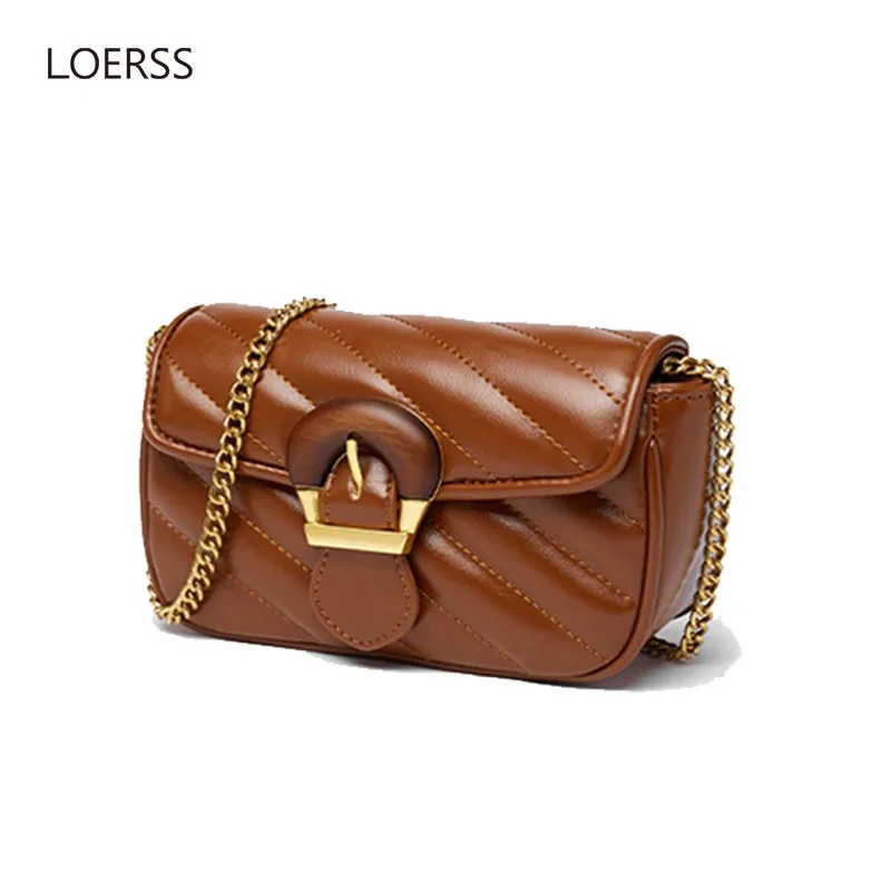 

LOERSS Mini Chain Crossbody Bag for Women Light Luxury Fashion Shoulder Bags Embroidery Thread New Trendy Design Handbags