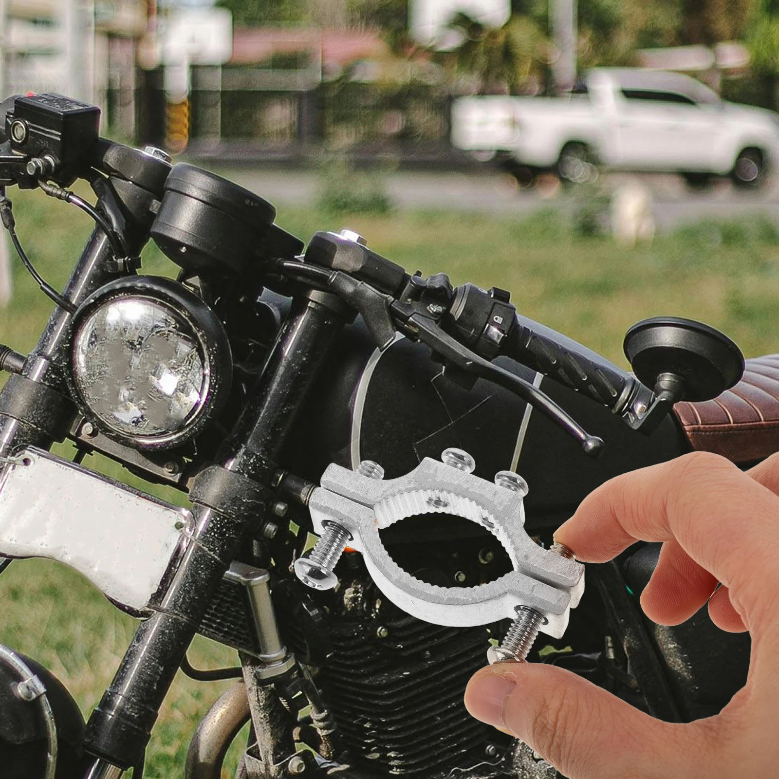 

2Pcs Lamp Support Tube Clamp Motorbike Mirror Holder Rack Brackets Accessories Motorcycle Aluminum Alloy Metal Mount Durable