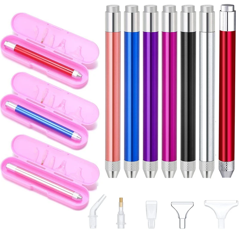 5D Diamond Painting Tool Angled Tip Alloy Point Drill Pen Kits Lighting Drill Pen with Accessories DIY Sewing Crafts Cross Tool