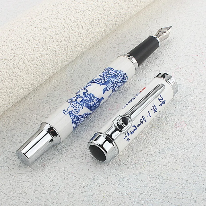 

Jinhao Longteng Pattern Ceramic Metal Fountain Pen F 0.5mm Nib Sharp Point Student Writing Practice Pen Business Office Gift