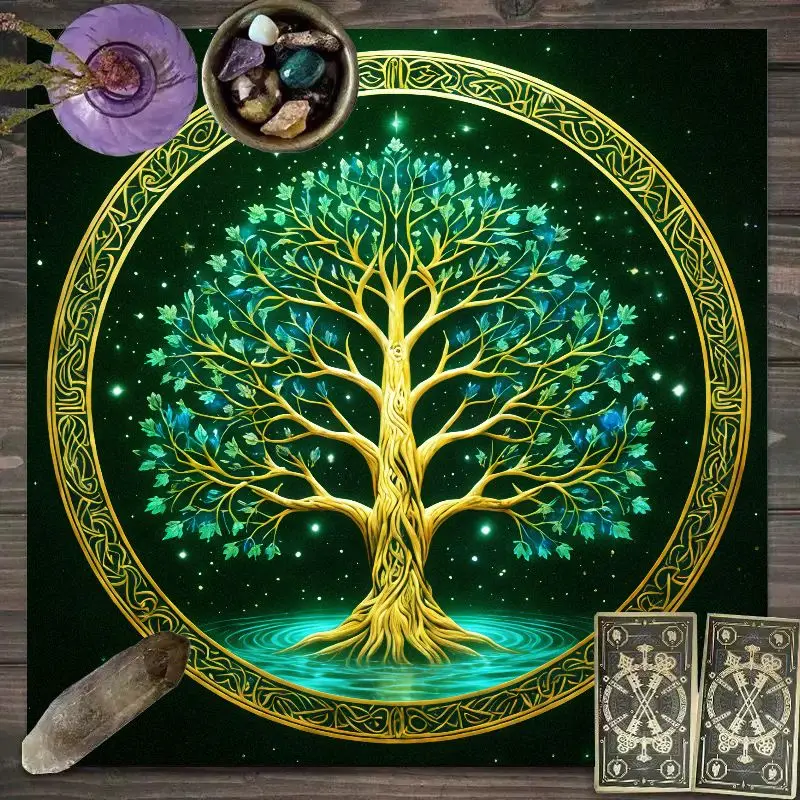 VIKAMA 12 Zodiac Signs Altar Cloth Blue White Star Chart Table Mat for Witchcraft Decor