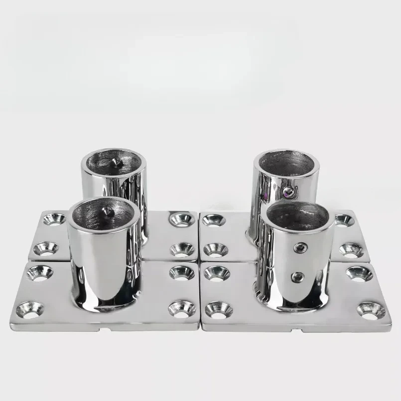 90º 22/25/30/32mm Tube Pipe Marine 316 Stainless Steel Deck Handrail Rail Fitting Stanchion Square Base Mount Boat Accessories