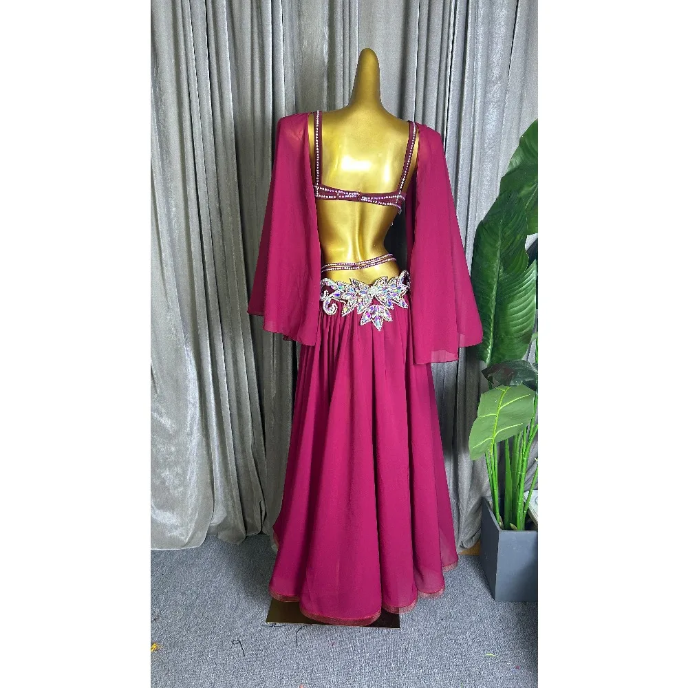 Customized Oriental Dance Baladi Robe Folk Performance Costume Belly Dancewear Saidi Glitter Group Stage Performance Costume