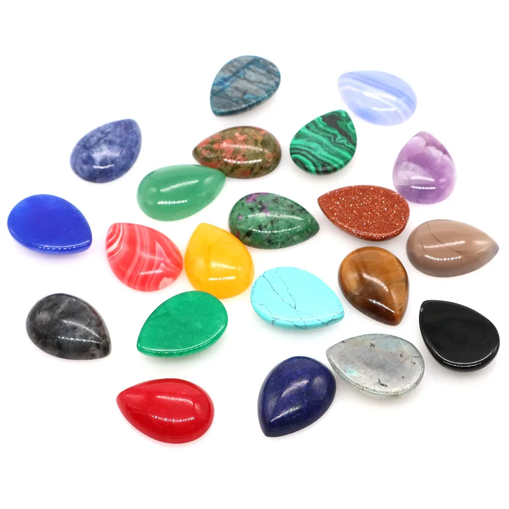 Natural Crystal Water Drop Cabochon Flat Back Gem Bead Reiki Stone for Charming Jewelry Making Ring Pendant Necklace Accessories