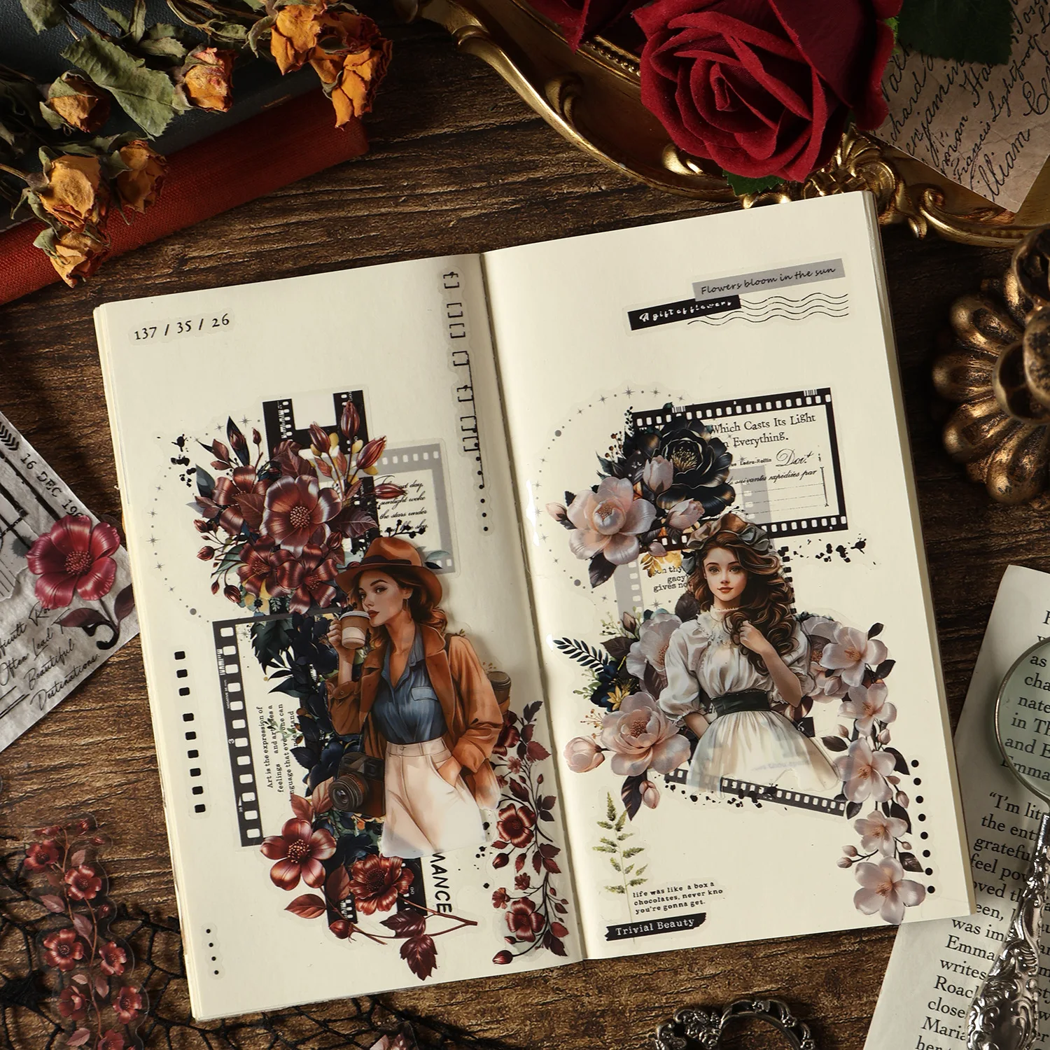 

15pcs/1lot Kawaii Scrapbook Sticker Steam Century Scrapbooking Supplies Planner Decorative Stationery Sticker