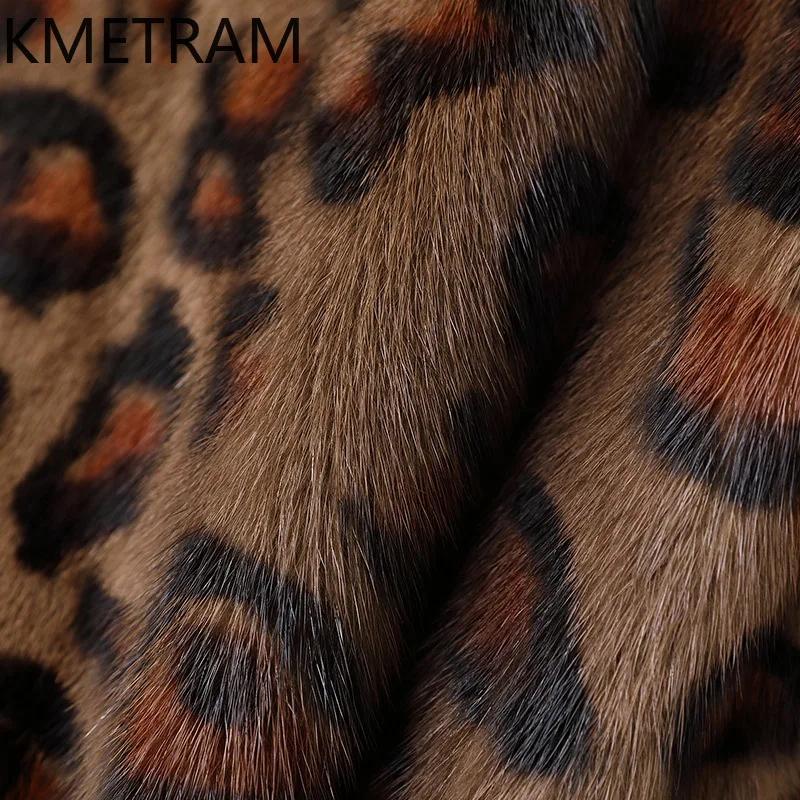 100% hele nertsbont jas vrouw luipaard gedrukt korte echte bontjas hoge kwaliteit winterkleding voor vrouwen harige jassen 2025