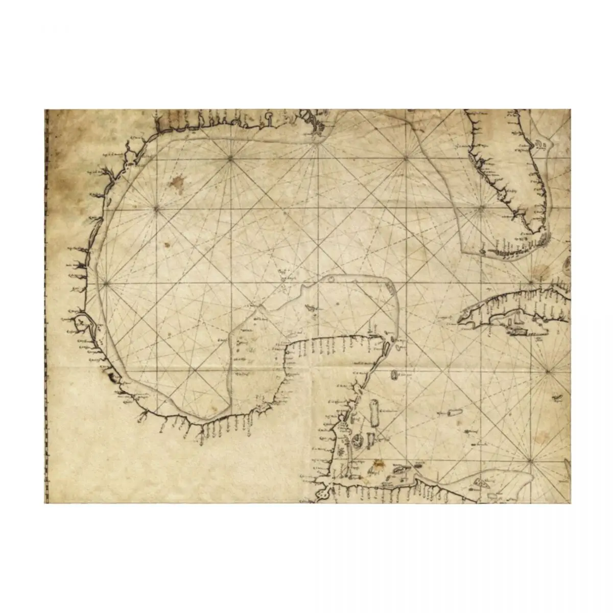

Gulf of Mexico Map (1730) Throw Blanket Luxury Designer Beach Warm Multi-Purpose Blankets