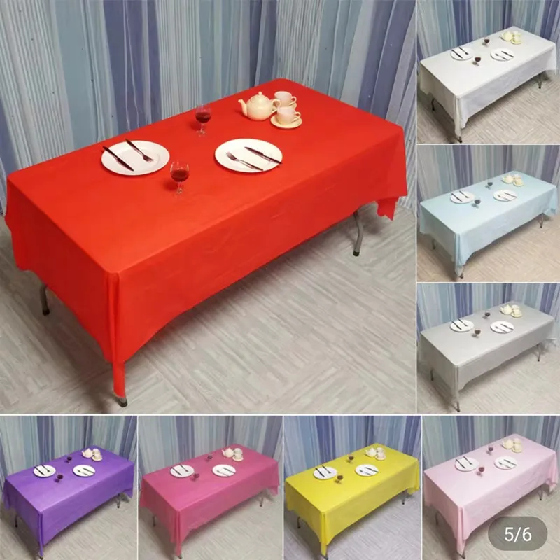1PC Random Color Disposable Tablecloth White Plastic Birthday Wedding Table Cloth Party Dining Table Decoration 137*183cm