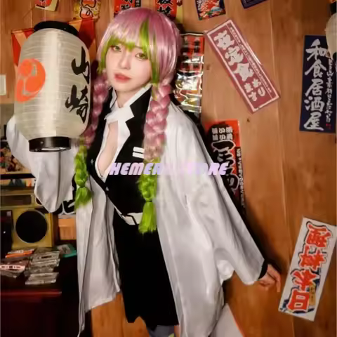 Anime Demon Slayers Cosplay Kimetsu No Yaiba Anime Kimono Kanroji Mitsuri Cosplay Costume Halloween Role Party Adult Kids PV5280
