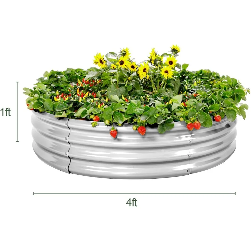 سرير حديقة مرتفع مجلفن قطعتان، زارع خارجي للخضروات مقاس 4 × 4 × 1 قدم، إعداد سهل للبستنة #2