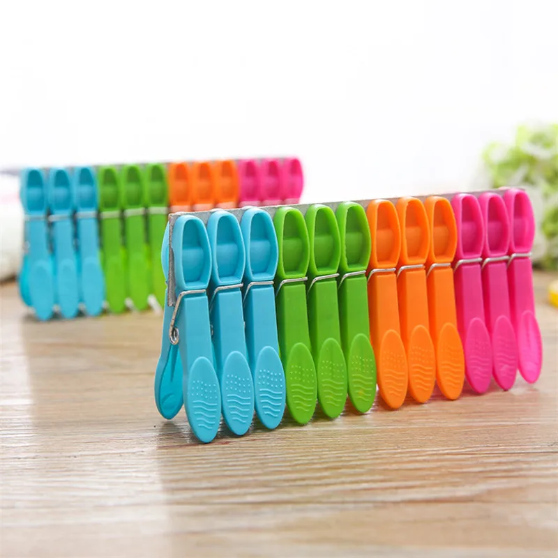 24 Pack Plastic Cloth Clips Windproof Clothes Pin with Spring Household Clothespins Drying Rack Holder Drying Clothes Pin Set