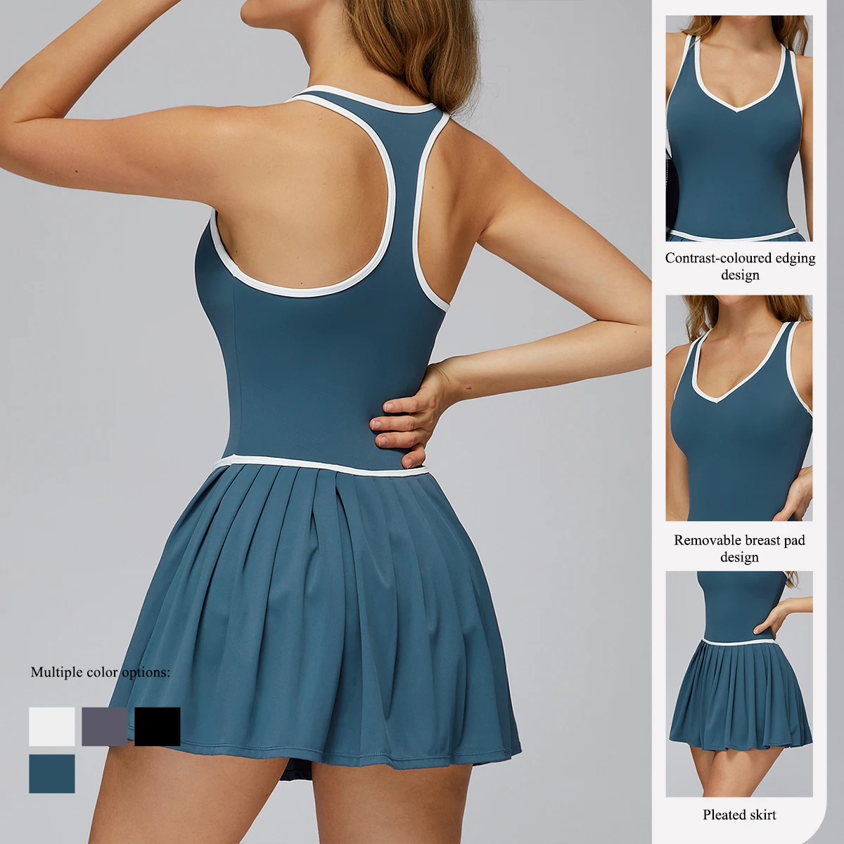 

Ctenlevet Women's Fitness Dress Famale Two-Piece Style Anti-Exposure Jumpsuit for Outdoor Sports Running Fitness Tennis Skirt