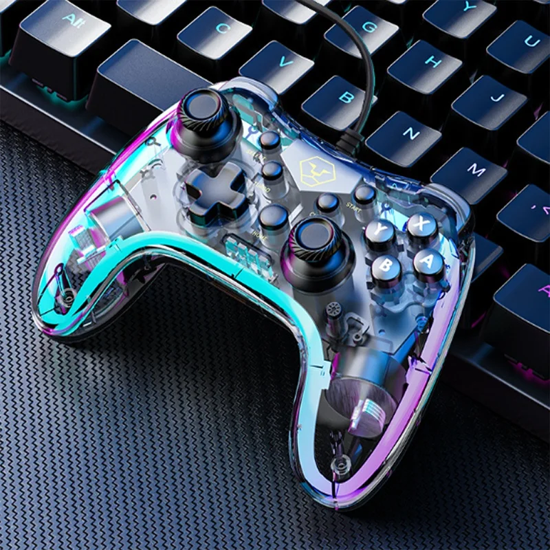 Aolion Professional Grade Wired Gamepad Rgb Light Effect Hall Trigger Asymmetrical Motor Game Controller Support Switch Steam