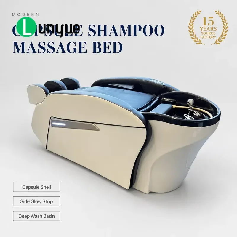 Pearl White Capsule Shell Massage Bed Side Luminous Strip Circulation Arched Shampoo Basin Foot Support Pad for Spa