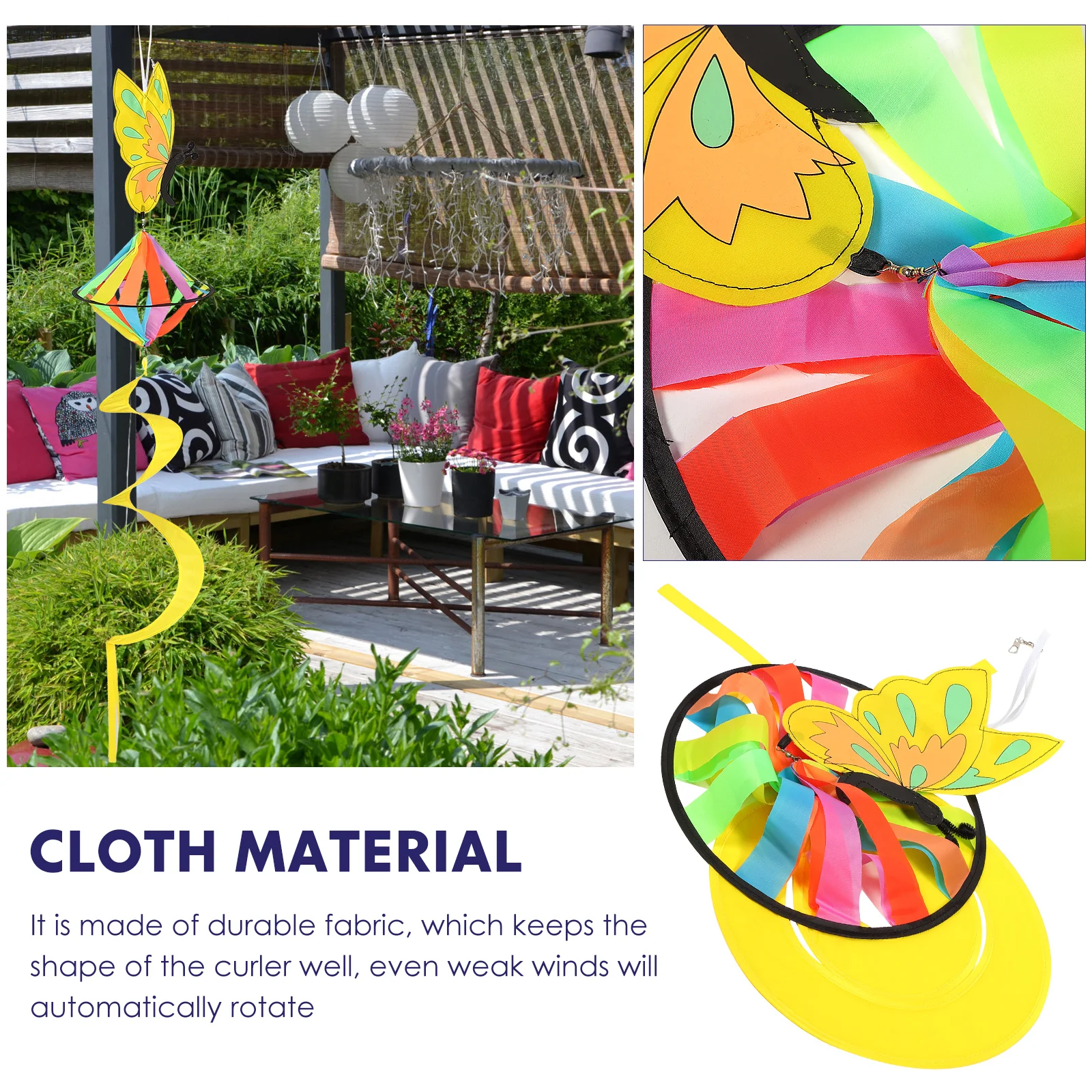 

Colorful Animal Fabric Wind Spinners Hanging Decorations for Garden Party Outdoor Spiral naments Cloth Spinners