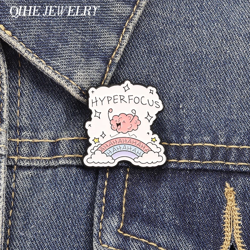 ADHS Hyperfocus Gehirn Brosche Emaille Pins Benutzerdefinierte Mental Health Metall Broschen Anstecknadeln Rucksack Abzeichen Schmuck Geschenke für Freunde