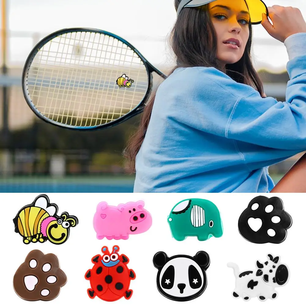 Raqueta de tenis de silicona antigolpes de animales de dibujos animados encantadores, amortiguadores de vibración, accesorios de tenis, 1 pieza