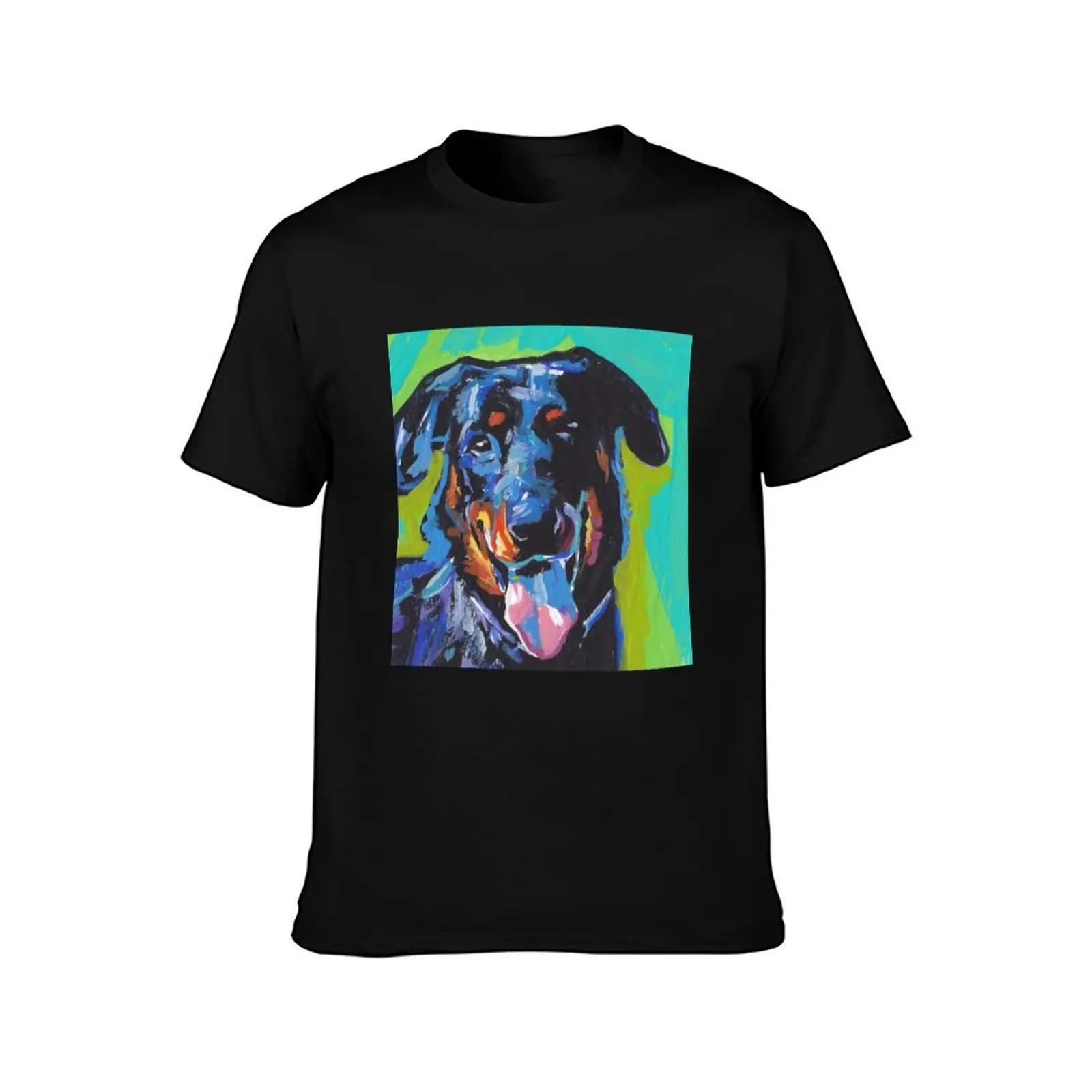 Beauceron Dog Bright colorful pop dog art T-Shirt Summer Casual Cotton Tee Oversized Streetwear Tops Vintage Graphic Print
