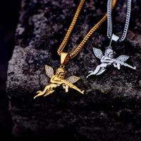Avenging Angel Ak-47 Submachine Gun Pendant Inlaid Iced Out Crystal Zircon Necklace Men's Hip Hop Rock Trend Cool Jewelry Gift